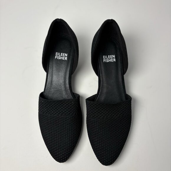 Eileen Fisher Lily D' Orsay Pumps Black Stretch Fabric Slip On Heel Shoes Sz 6.5 - Picture 2 of 10